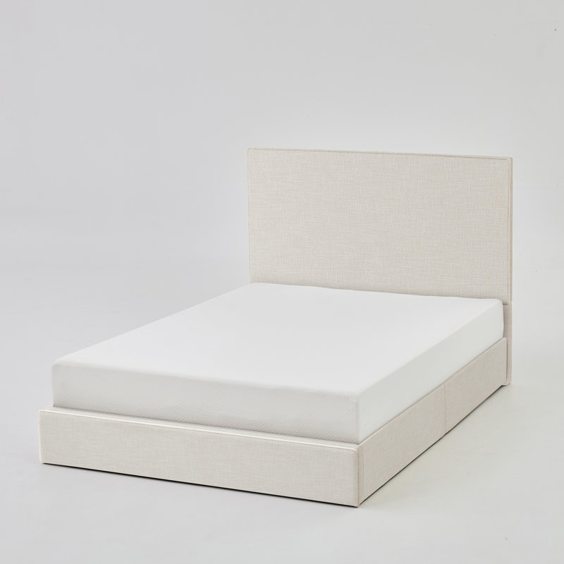 Abbie Upholstered Platform Bed, Queen, Ivory Canvas