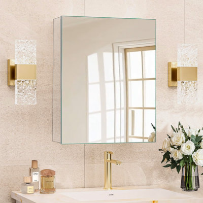 20 X 26 In Medicine Cabinet Mirror,bathroom Mirror Cabinet With Adjustable Shelves,aluminum Silver Medicine Cabinets For Bathroom,recessed Or Wall Mounted Medicine Cabinets