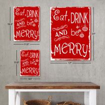 Red and Black Damask Eat Drink Be Merry “Chef” Wall Decor Set