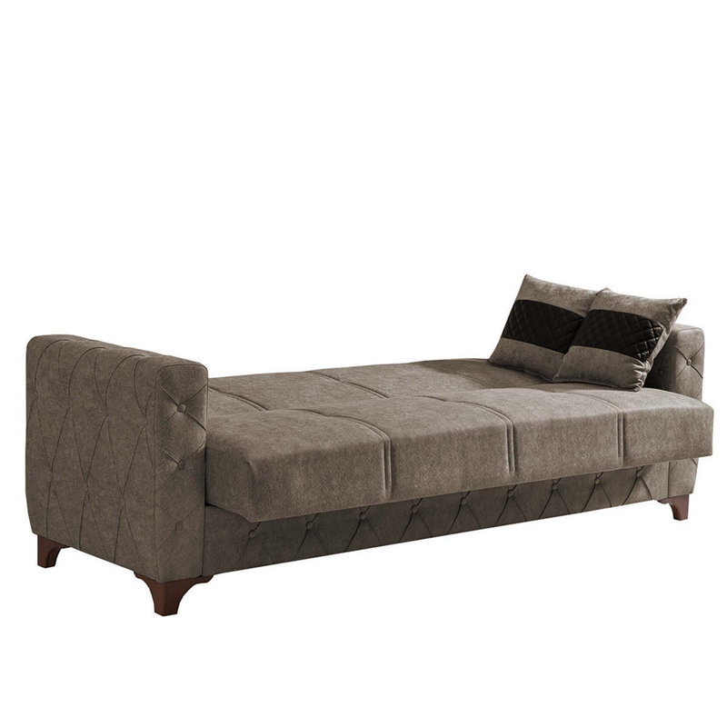 Canapé-lit simple tapissier 3-en-1 avec rangement 3 places 88,6 po Sultan, Microfibre beige