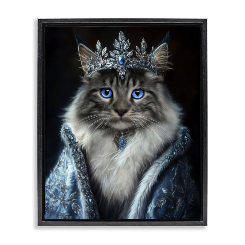 Cadre flottant pour chat arctique Empress, design par Kelley Parker, Cadre flottant noir de jais, H 21 po x l 17 po