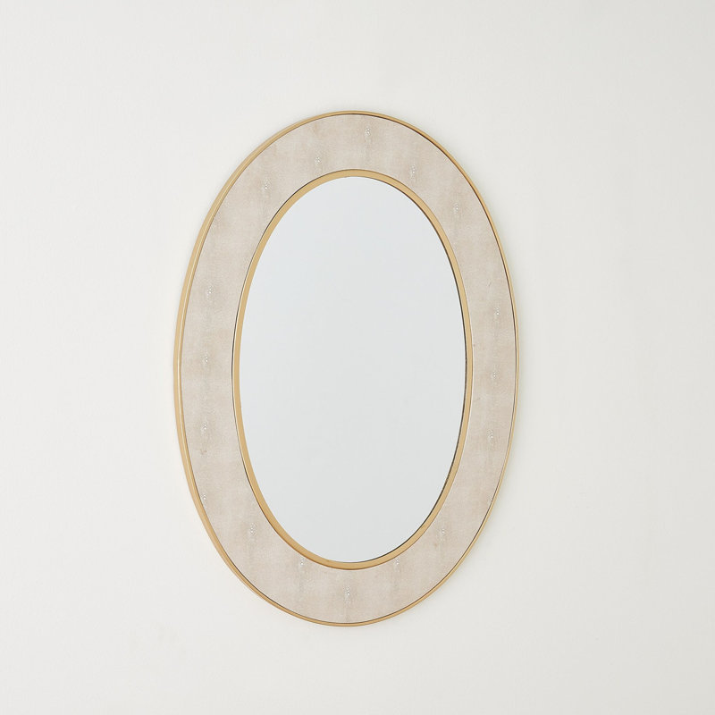 Oval Faux Shagreen Mirror-Gold/Cream, 32" x 24"