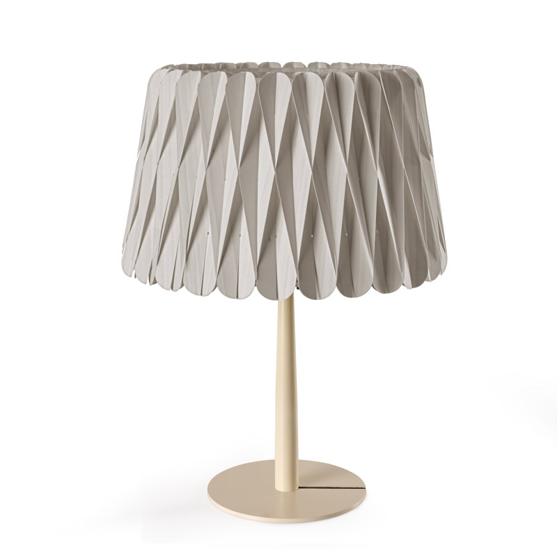 Lola Table Lamp, Matte Ivory, 20.9" H x 15.4" W x 15.4" D, Natural Beech