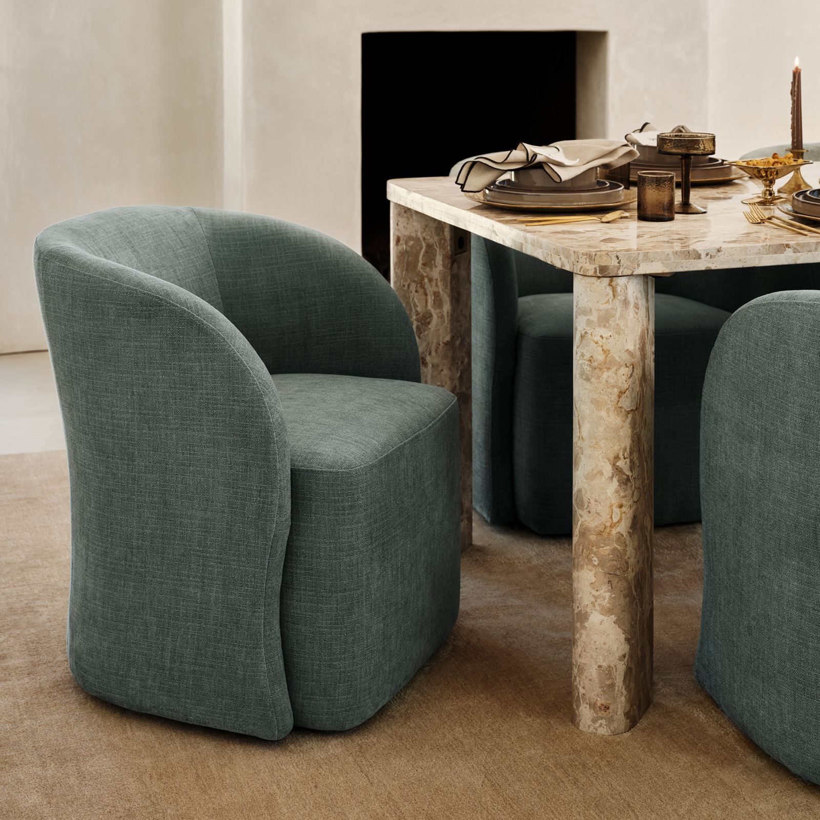 Frankie Dining Chair, Tweed Selene Seafoam 