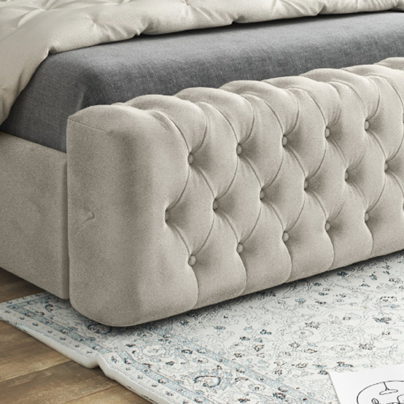 Aleck Upholstered Bed, Single (3'), Beige