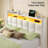 Upholstered Platform Bed Frame with Wingback Headboard, LED Lights & 4 Storage Drawers-1077259074-1077259072