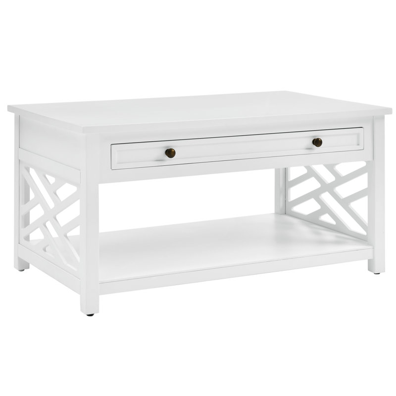 Four Leg Coffee Table with Storage, White