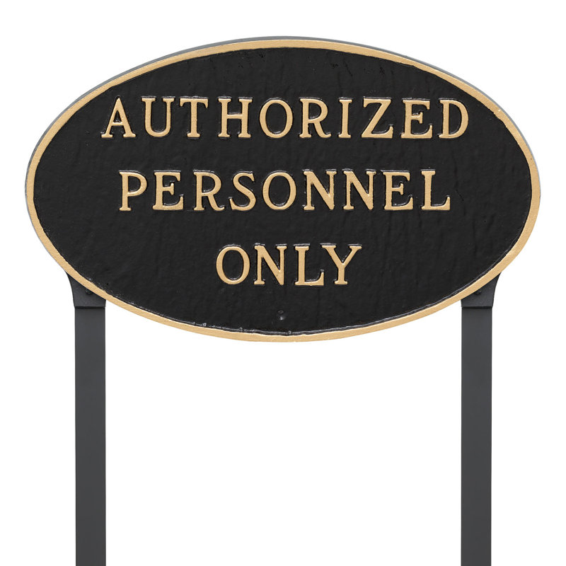 Authorized Personnel Only Statement Garden Sign, Black/Gold