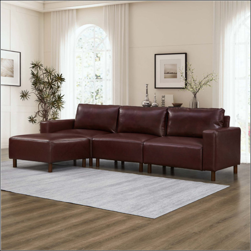 Canapé modulaire de luxe moderne avec revêtement en polyuréthane respirant de qualité supérieure, Burgundy