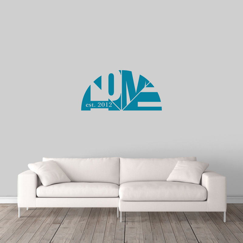 Décalcomanie murale maison personnalisée avec année, Bleu sarcelle, Oui