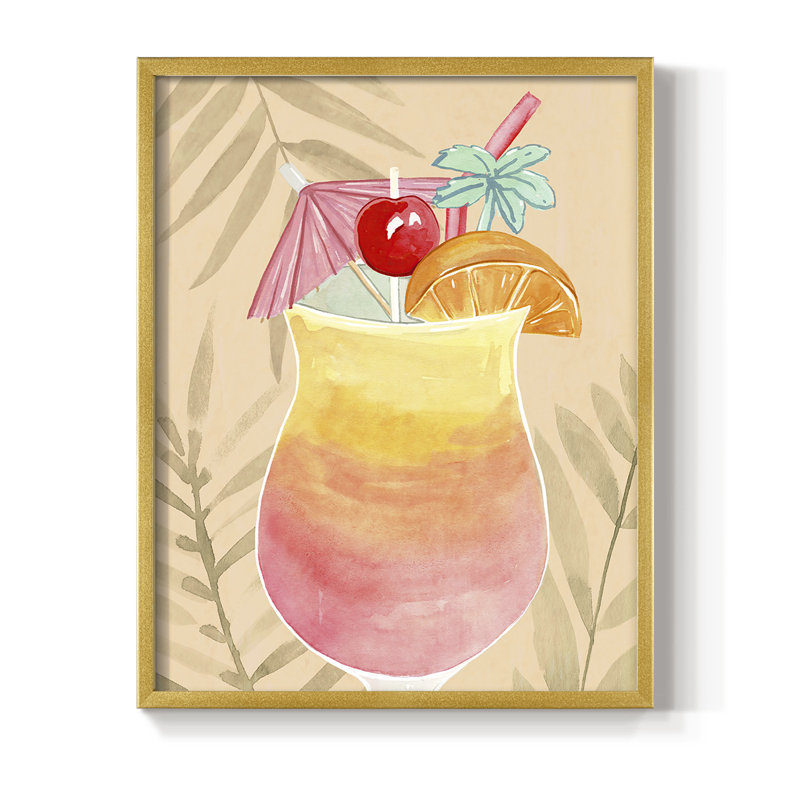 «Tropical Cocktail IV», reproduction encadrée - bois massif, H 14 po x l 11 po
