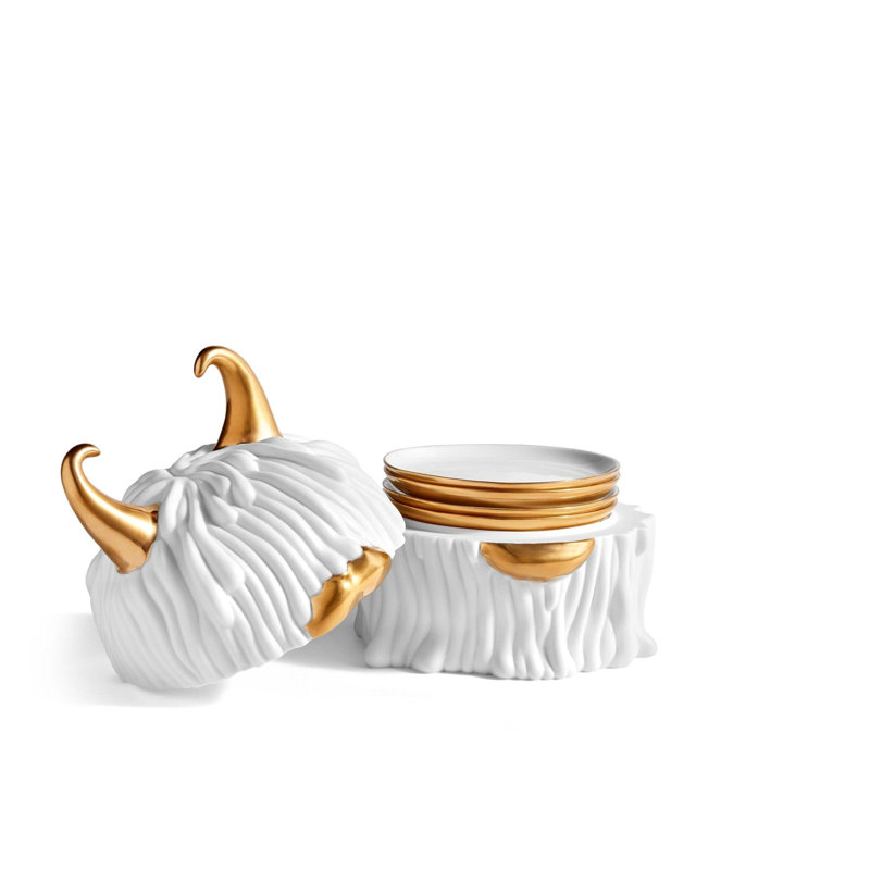 Haas Brothers Handmade 24K Gold Dinner Plate, White/Gold