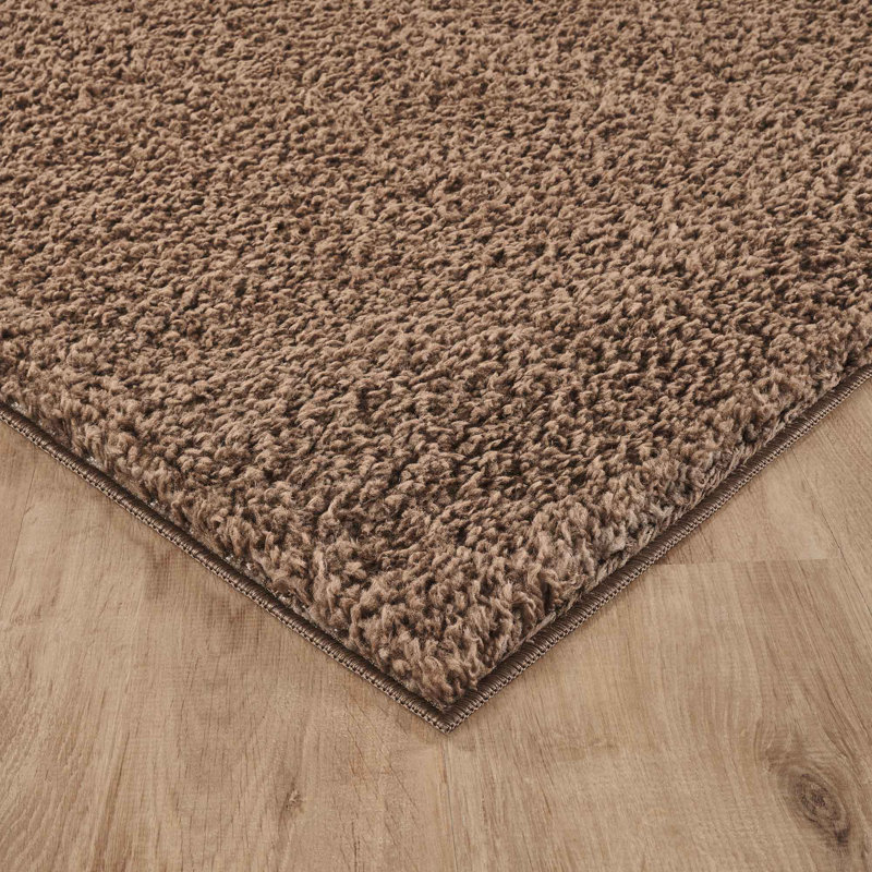 Ainsley Plain Living Room Shaggy Area Rug Modern Soft Pile Polyester Rug, Rectangle 80 x 150 cm, Brown