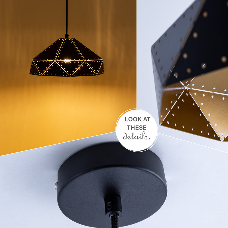Poe 1 - Light Single Pendant, Black/Gold