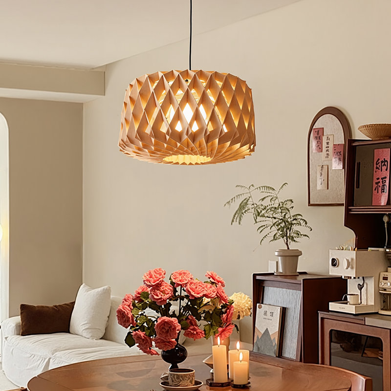 Luminaire suspendu 1 lumière en bois naturel
