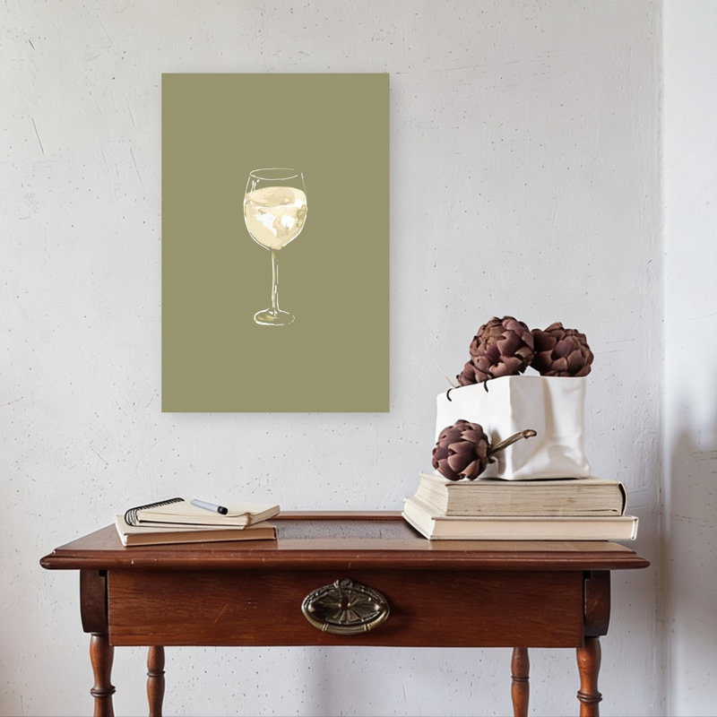 Impression sur toile «Elegant White Wine Elegant Minimalist Modern Summer», H 24 po x l 16 po