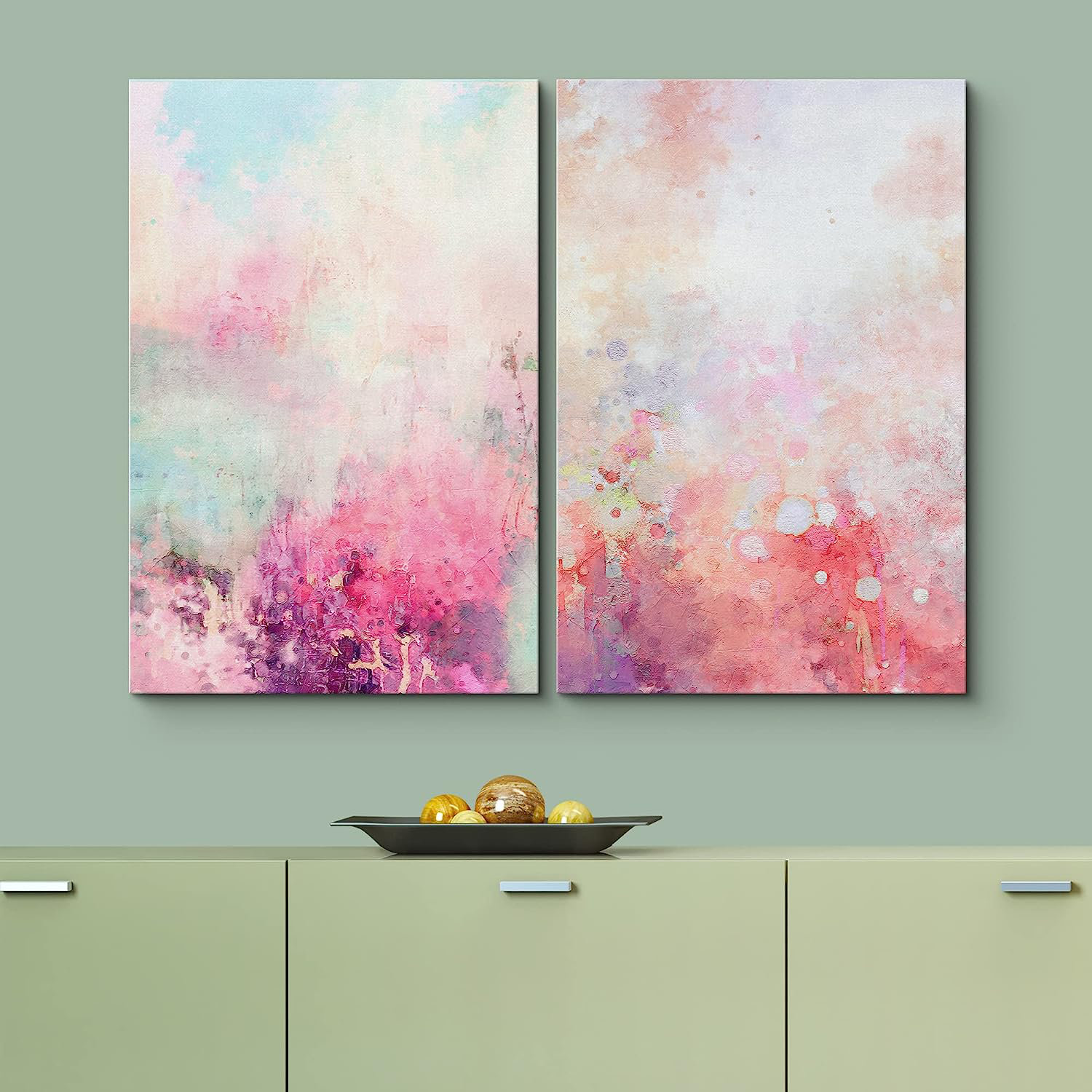 SIGNLEADER Framed Canvas Print Wall Art Set Pastel Rainbow Paint ...