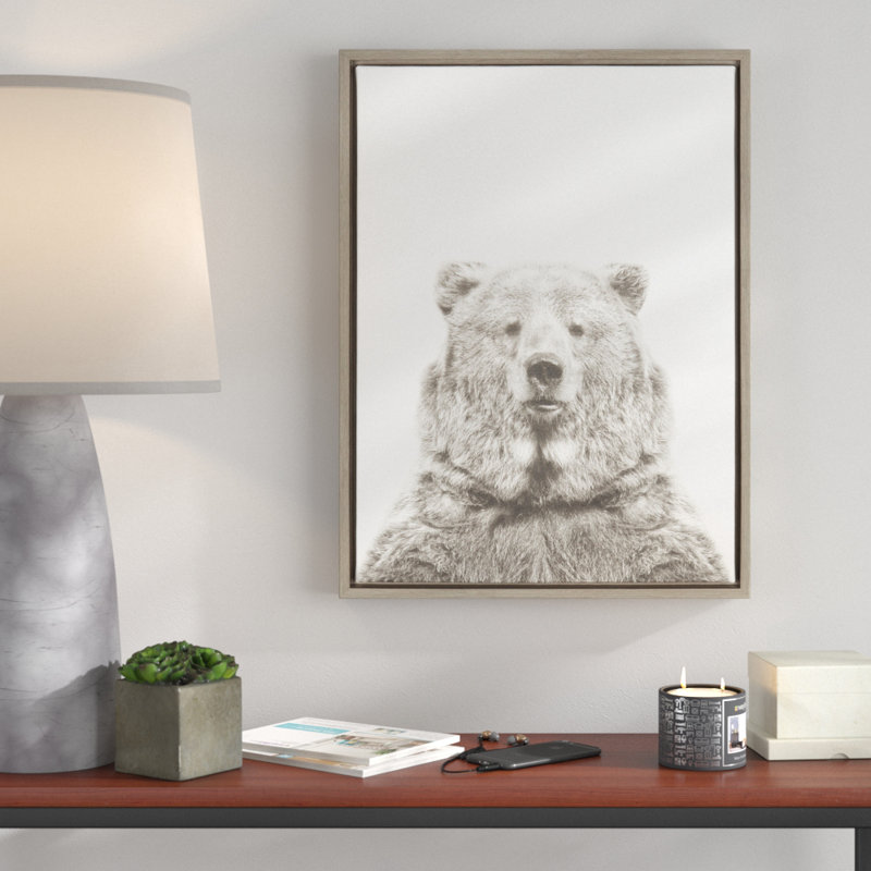«Bear European» par Simon Te, reproduction d'art sur toile encadrée, H 24 po x l 18 po, Gris