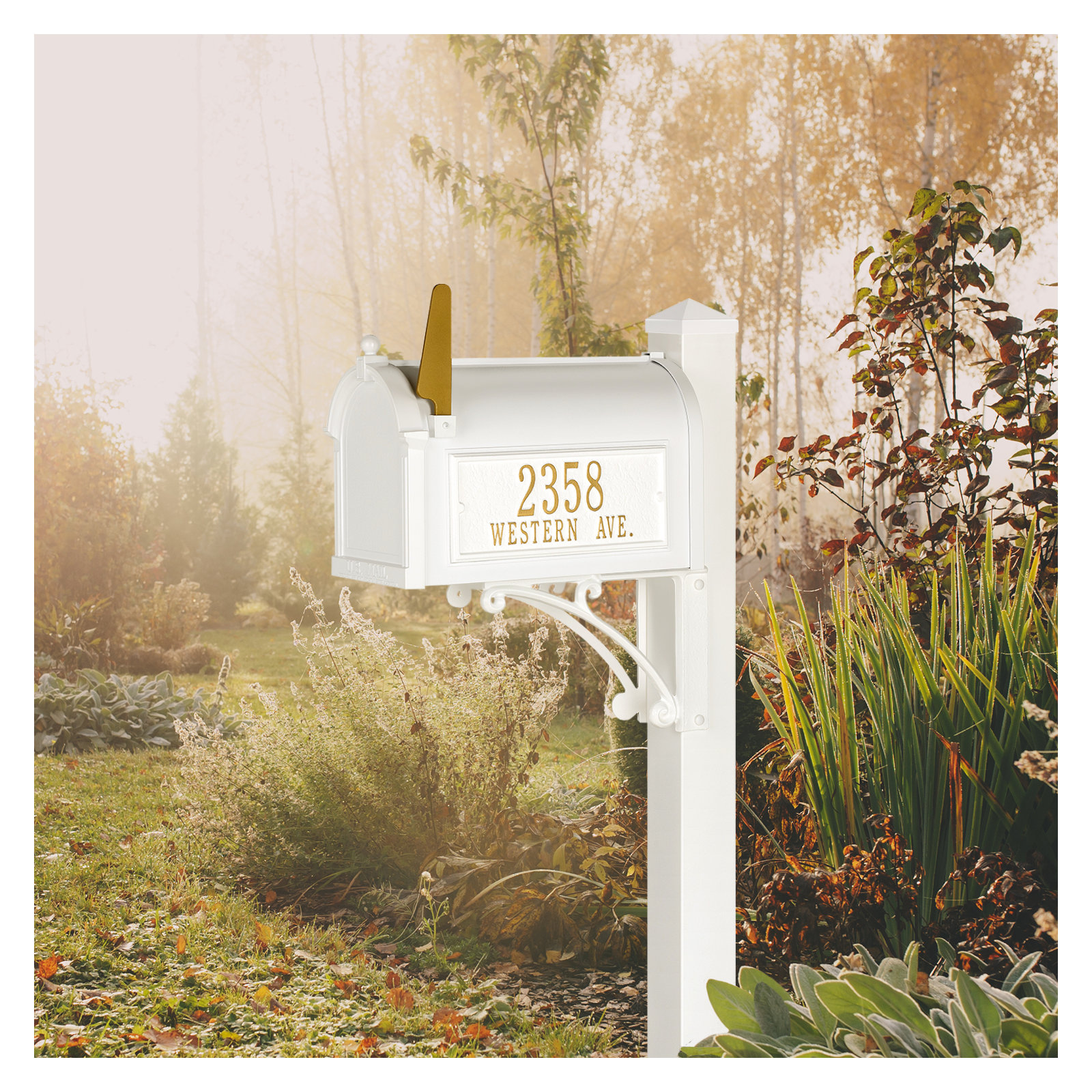 Superior Post Mounted Mailbox, White, Yes