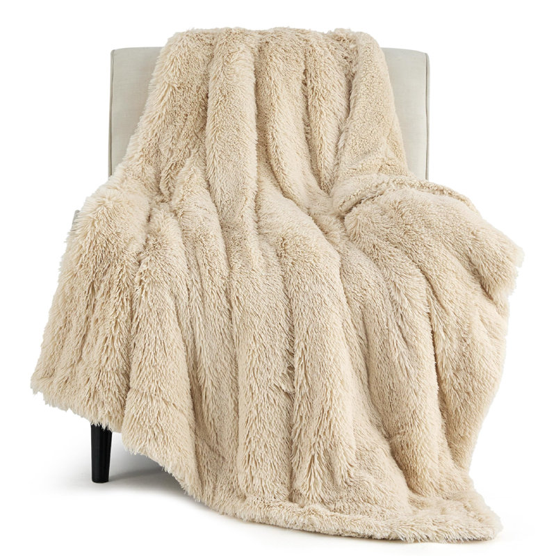 Bedsure Faux Fur Sherpa Throw Blanket – Ultra Soft Plush Bed Blanket for Dorm Room – Beige – Perfect Gift for Teen Girls