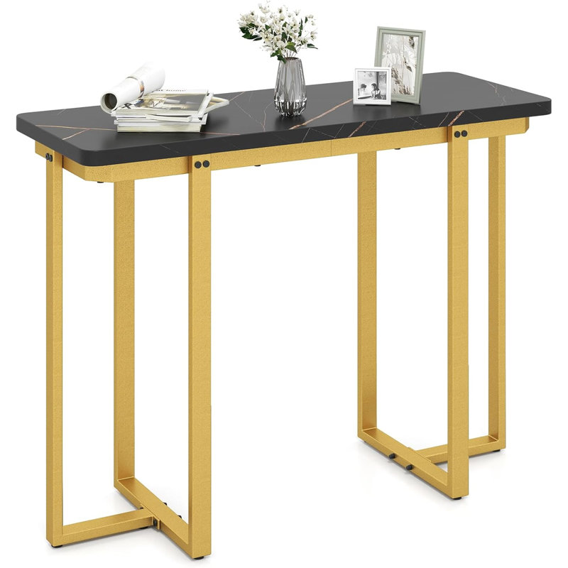 Modern Black Marble Entryway Console Table