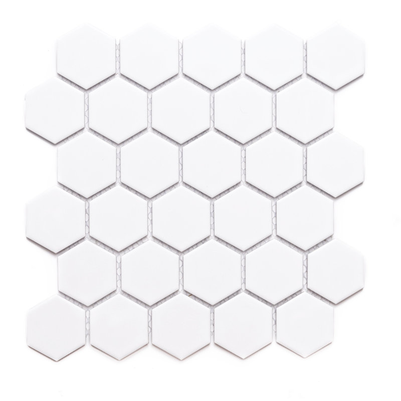 HoneyComb 12" x 12" Porcelain Mosaic Wall & Floor Tile, White