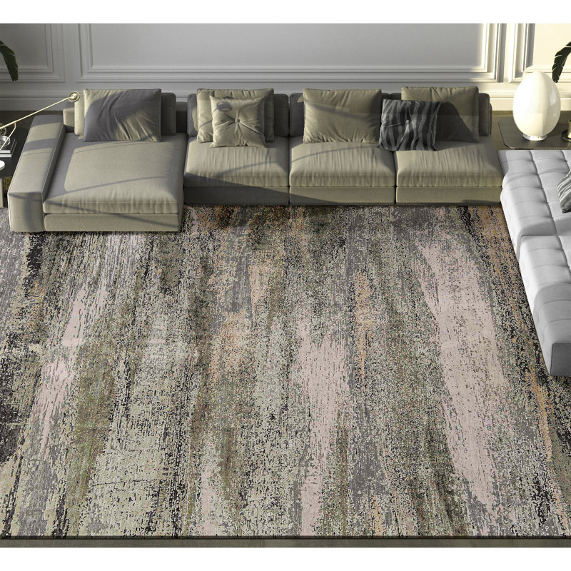 Tapis ivoire et vert de grande qualité noué à la main Canterbury