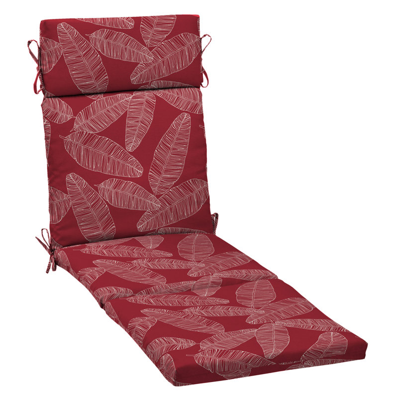 ARDEN Outdoor Chaise Lounge Cushion, 2.5" H x 21" W x 42.5" D, Red/White