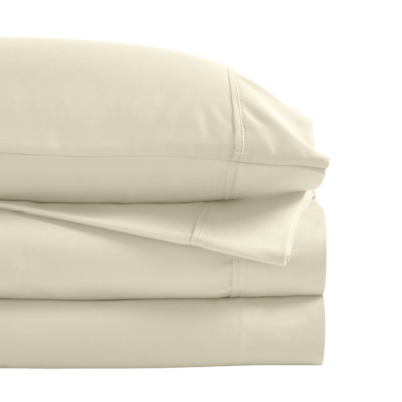 Ensemble de draps supérieur en mélange de coton infroissable à densité de tissage 1200 fils Superior, Ivoire