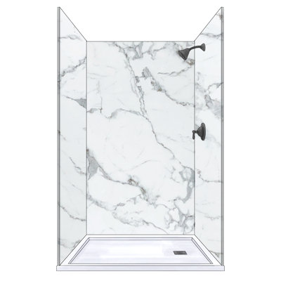 Polymarm 48" W 80" H 36" D Three Wall Composite Shower Wall Panel Surround
