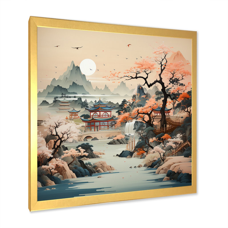 China Art Silk Road II - Chinese Wall Decor, H 30 po x l 30 po x P 1 po, Cadre doré à une seule photo