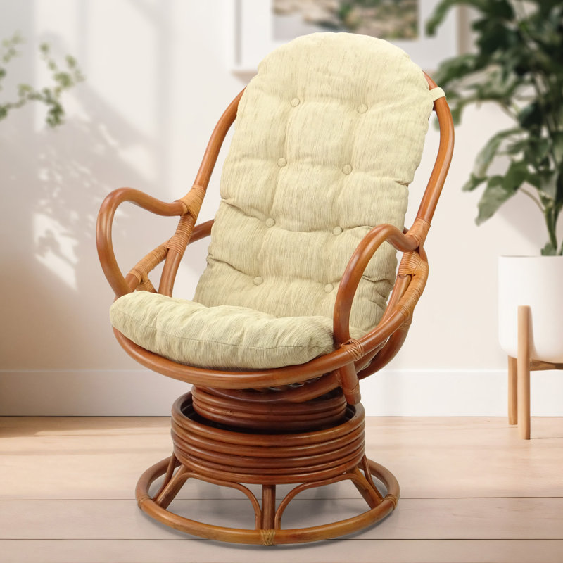 Chaise berçante Alliana, Velours crème, Marron clair