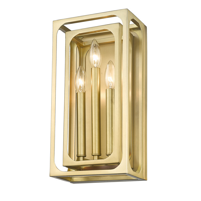 Piranavan Steel Candle Wall Light, Rubbed Brass