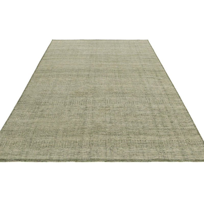 Hand Knotted Wool Striped Area Rug, Rectangle 9' x 12'