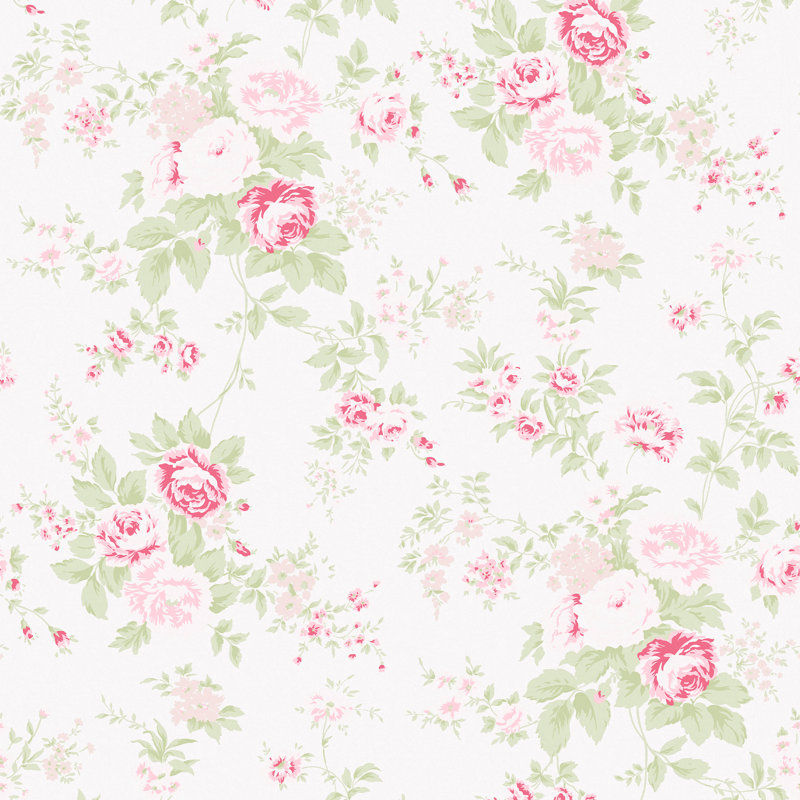 by Rachel Ashwell Wild Flower Floral 10m x 52cm Wallpaper Roll, Pink