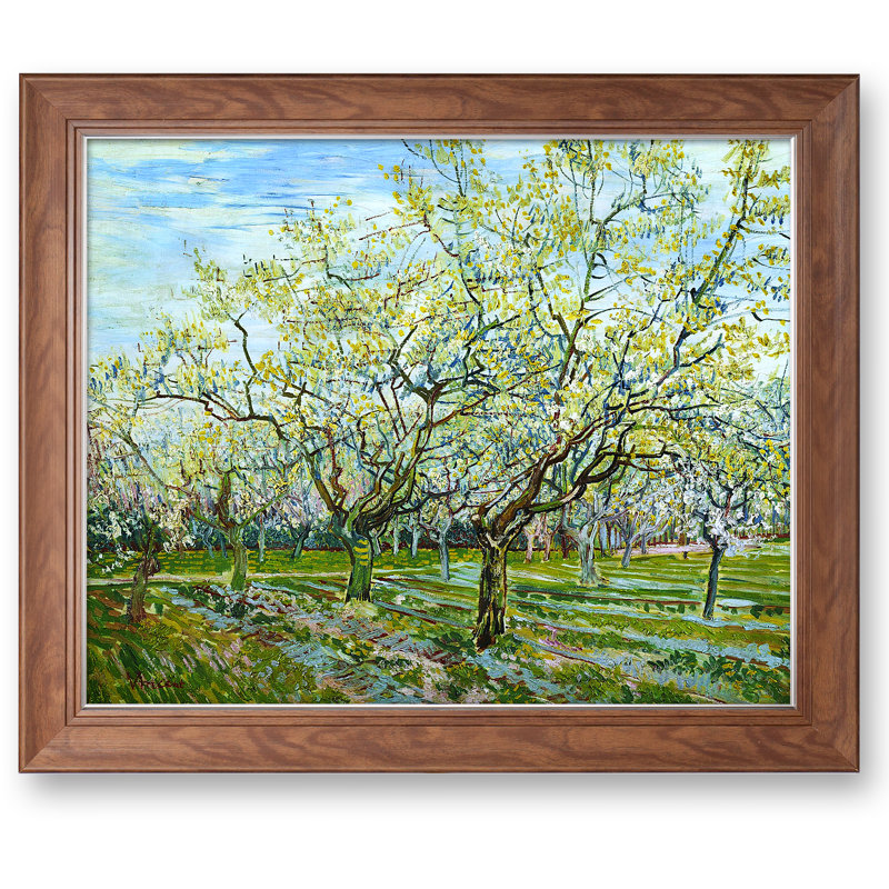 «The White Orchard» par Vincent Van Gogh, reproduction sur toile, H 29,5 po x l 35,5 po x P 0,75 po, Toile avec cadre brun