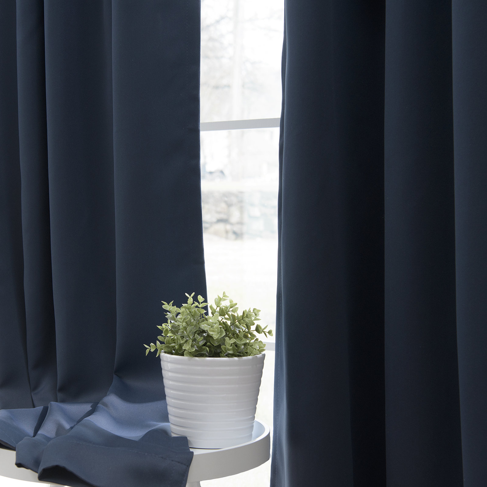 Schaeffer Blackout Thermal Curtain Panel Set, Navy, 52" W x 63" L