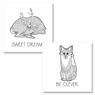 Color the Forest Sweet Dreams & Be Clever 2 Piece Set Framed Art -  Harriet Bee, E71355E72646427EB2BF34C304E56B2B