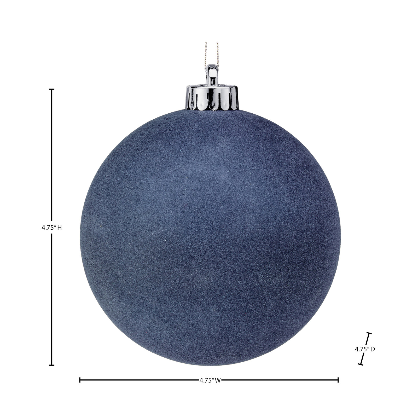 120Mm Shatterproof Flocked Ball Ornament, Blue