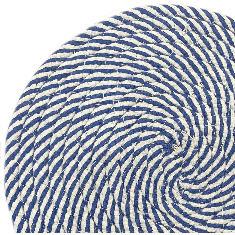 Polyester Round 6 Piece Trivet Set, Blue