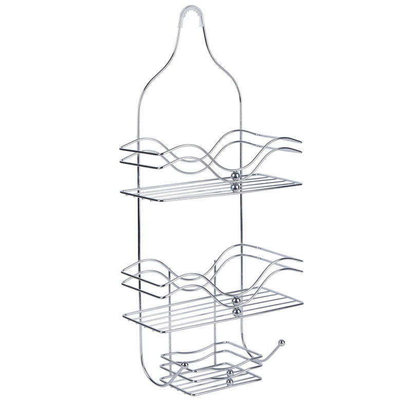 Chrome Ocean Wave Design Metal Hanging Shower Caddy