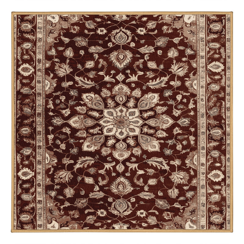 Machine Washable Persian Brown Area Rug, Square 7'