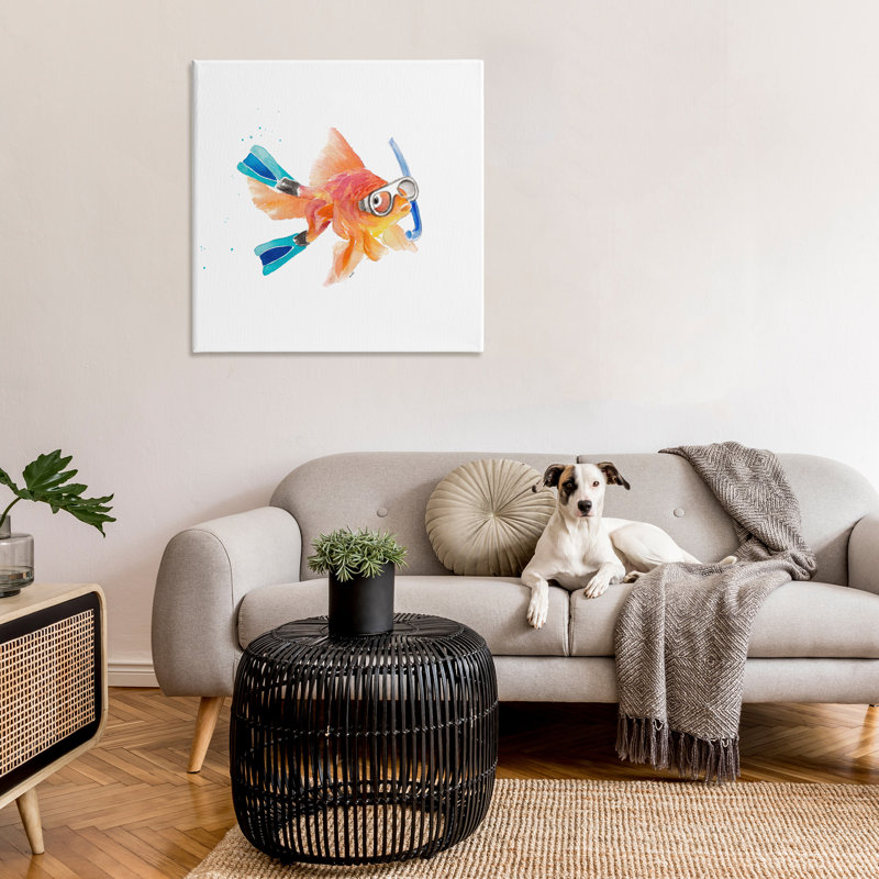 Goldfish Pet Snorkel Gear Canvas Wall Art by Lanie Loreth, 36" H x 36" W