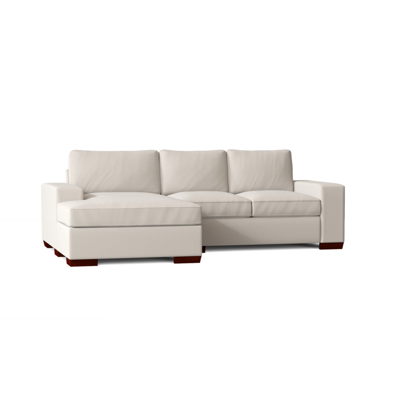 Dale Upholstered L-Shaped Sectional, Lola Magnolia, Walnut, Left Hand Facing