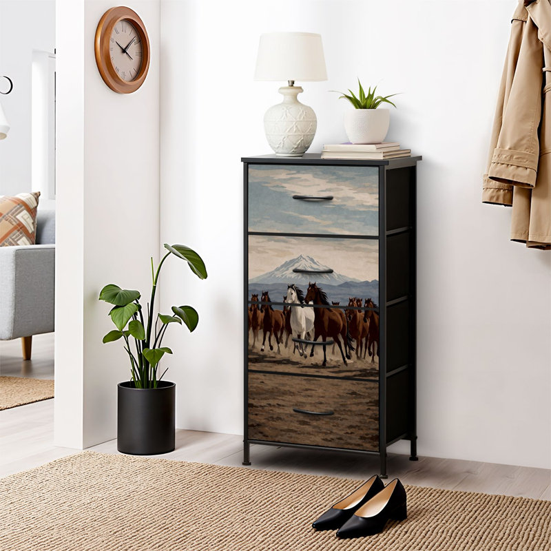 4 Drawer Dresser for Bedroom, Narrow Chest of Drawers, Wooden Top and Study Iron Frame 18"x37.5"-(WxH)
