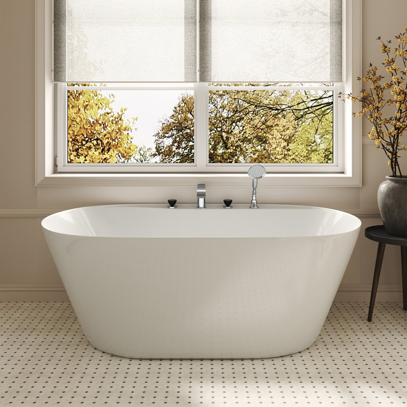 CASAINC Double Handle Deck Mounted Tub Faucet Trim with Handheld Shower