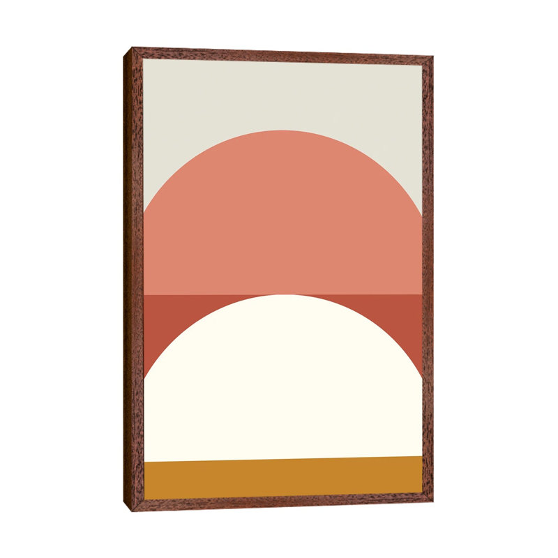 Geometric - Print on Canvas, Brown Framed, Silver/White/Orange, 152.5 cm H x 101.5 cm W