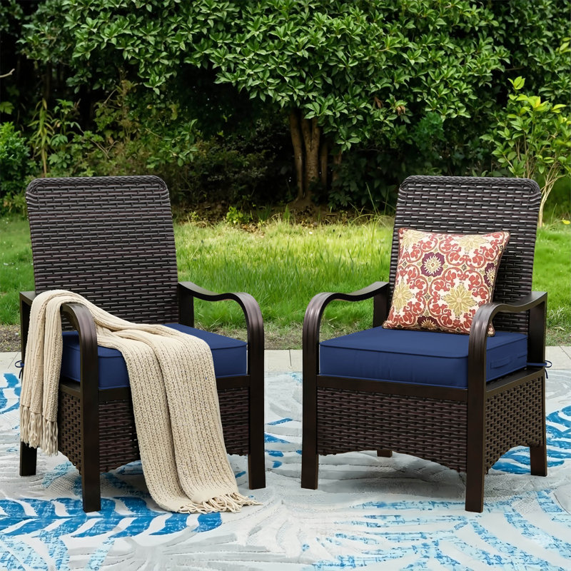 Outdoor Chair Seat Cushions ，Water-Resistant Patio Chair Cushions With Handle And Non-Slip Bottom, 17" W x 16" D, Blue
