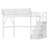 Queen Loft Bed with Desk, Charging Station, Stairs, and Light, Metal High Loft Bed for Kids and Teens, White