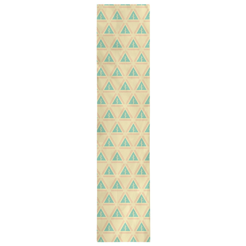 Chemin de table d’arbre minimaliste classic Barbra, 16 po x 90 po, Vert clair / jaune / orange